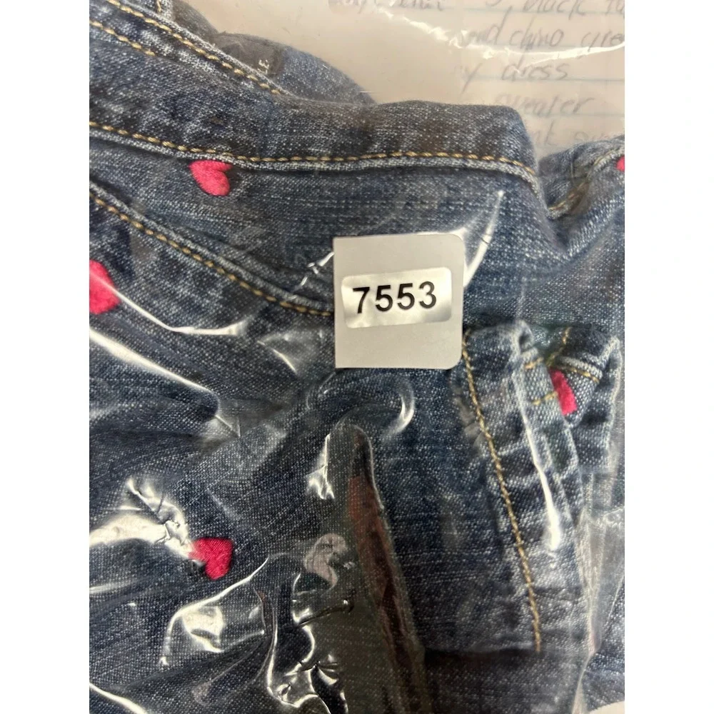 Valentine Heart OshKosh B'gosh Toddler 2T Blue Pink Embroidered Denim Overalls